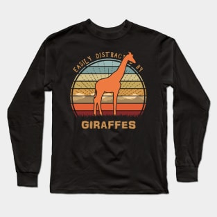 Easily Distracted By Giraffes Long Sleeve T-Shirt